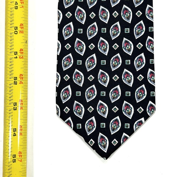 Caumont Neck Tie Men Black Preppy Business Casual Silk Abstract 55" L x 4" W - Picture 4 of 8